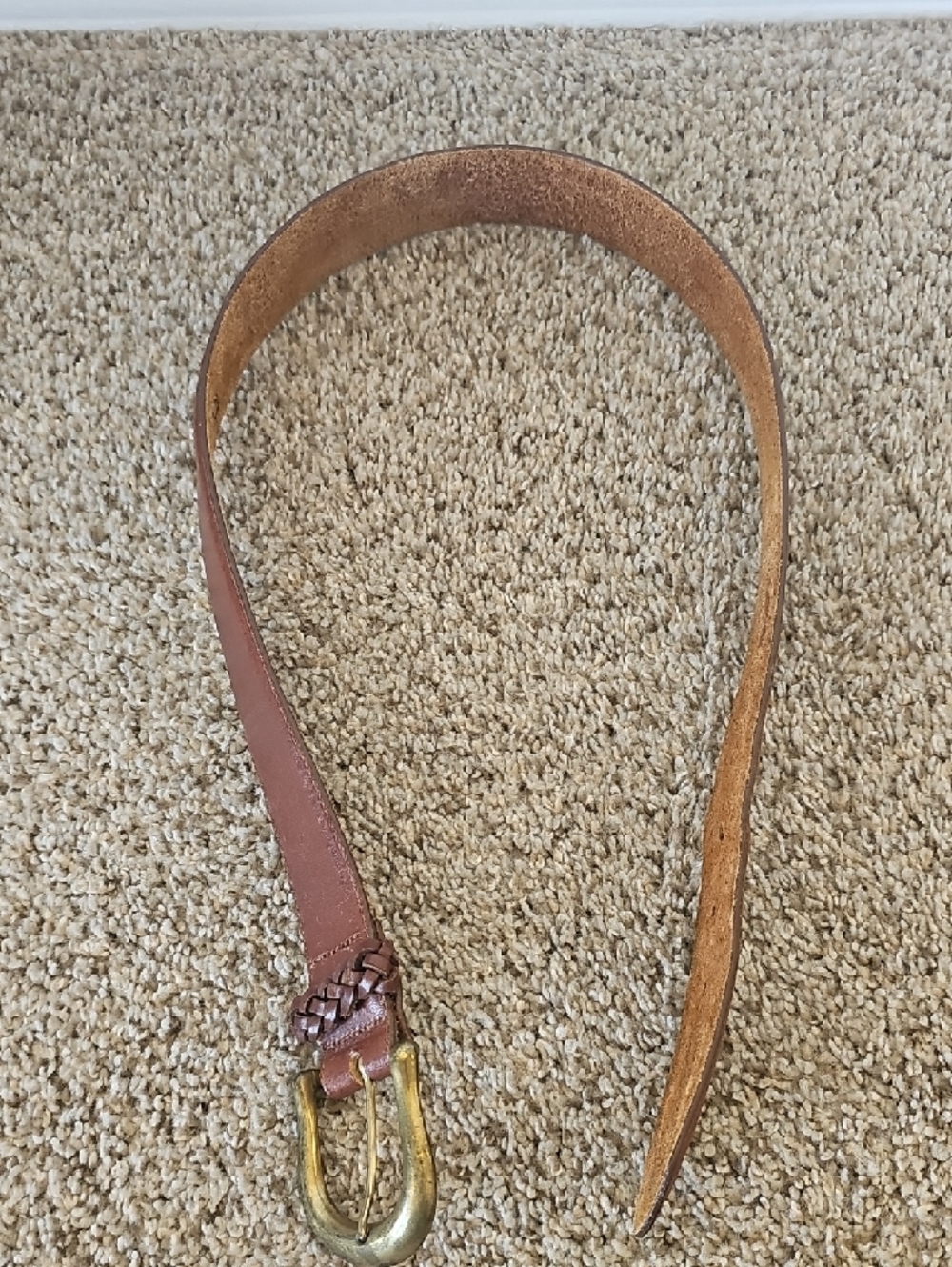 Vintage Nordstrom Brown Leather High Waist Belt with Brass Buckle - Picture 6 of 6